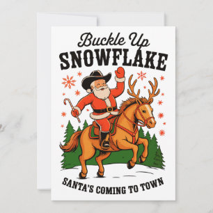 Schnall An Schneeschuh Rodeo Cowboy Weihnachtsmann Feiertagskarte