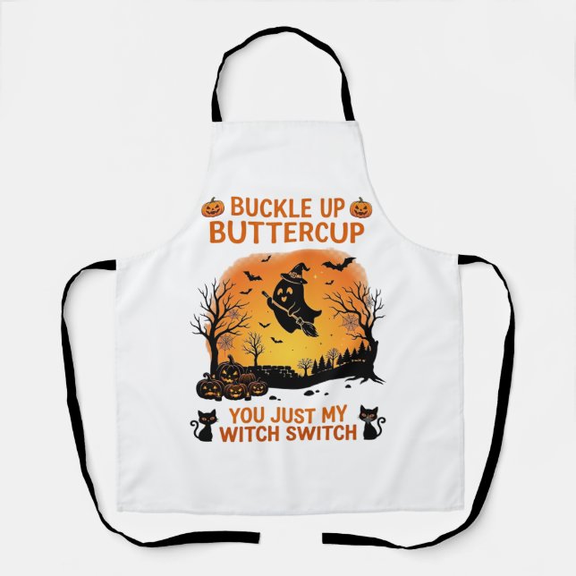 Schnall Dich An Buttercup Halloween Geist Hexenhut Schürze (Vorderseite)