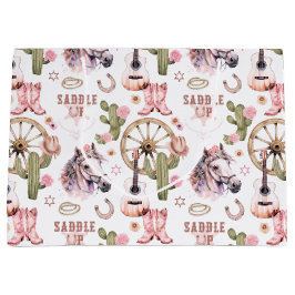 Schnallen Sie das Cowgirl Pink Western Geschenktas Große Geschenktüte