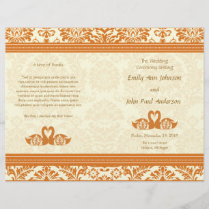 Schnappdragon Coral Vintag Damask Hochzeitsprogram