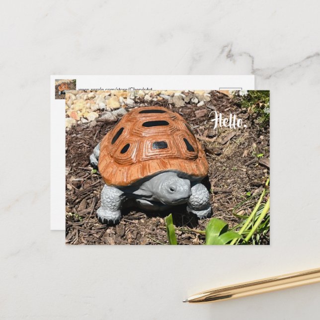 Schnappschildkröte, Hallo oder Ihr Text, Benutzerd Postkarte (Vorderseite/Rückseite Beispiel)