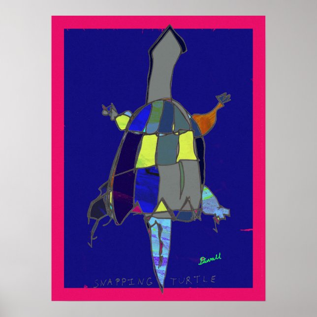 Schnappschildkröten-Kunstposter 18 x 24 Poster (Vorne)