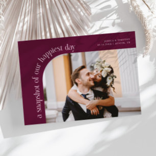 Schnappschuss Glücklichster Tag Cranberry Hochzeit Dankeskarte