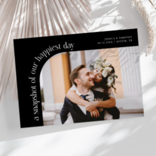Schnappschuss Glücklichster Tag Schwarzes Hochzeit Dankeskarte