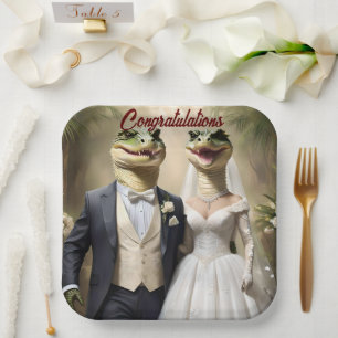 "Schnappschuss Liebe: Eine krokodilische Hochzeits Pappteller