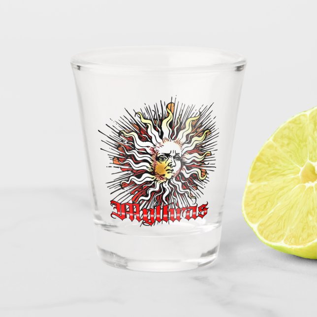Schnapsglas | Mythras | Sonnengott (Vorderseite)
