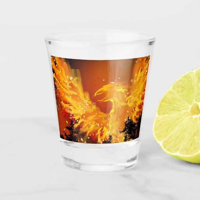 Schnapsglas Phoenix im Flug (Vorderseite)