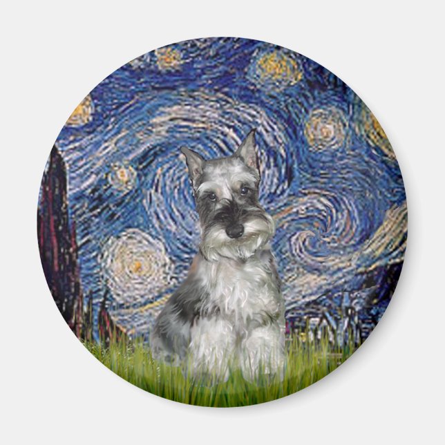 Schnauzer 1 - Sternennacht Magnet (Vorne)