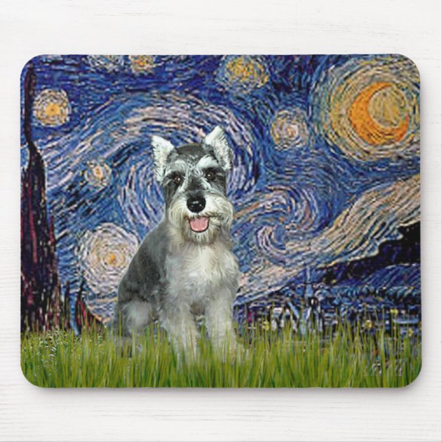 Schnauzer 8cr - Sternennacht Mousepad (Vorne)