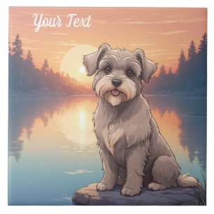 Schnauzer am See Fliese