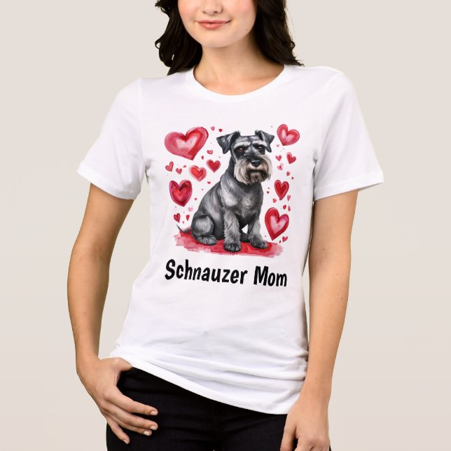 Schnauzer and Hearts T-Shirt Tri-Blend Shirt (Vorderseite)