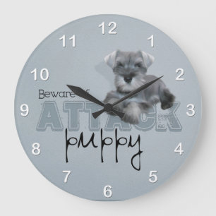 Schnauzer Attack Wall Clock Große Wanduhr