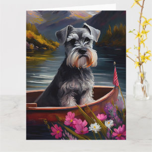 Schnauzer auf einem Paddel: Ein landschaftliches A Karte