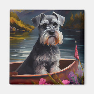 Schnauzer auf einem Paddel: Ein landschaftliches A Magnet