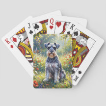 Schnauzer auf einer Wiesenblumenwiese