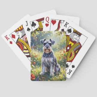 Schnauzer auf einer Wiesenblumenwiese Spielkarten