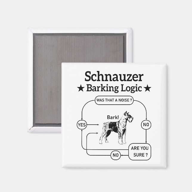 Schnauzer Barking Logic Cool Dog Pet Lover Sarcasm Magnet (Vorderseite/Rückseite)