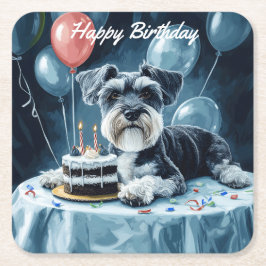 Schnauzer Birthday Rechteckiger Pappuntersetzer