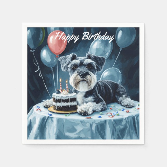 Schnauzer Birthday Serviette (Vorderseite)