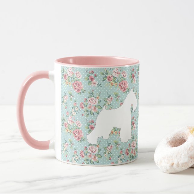 Schnauzer-Blumen-Kaffee-Tasse Tasse (Mit Donut)