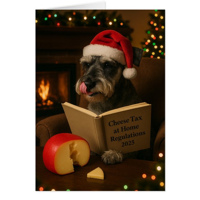 Schnauzer 'Cheese Tax' Christmas card (Vorne)