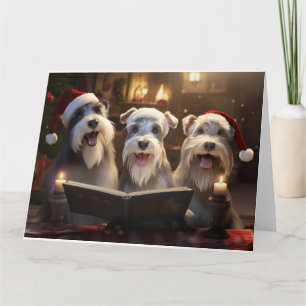 Schnauzer Christmas Carolers Spaß Urlaub Karte