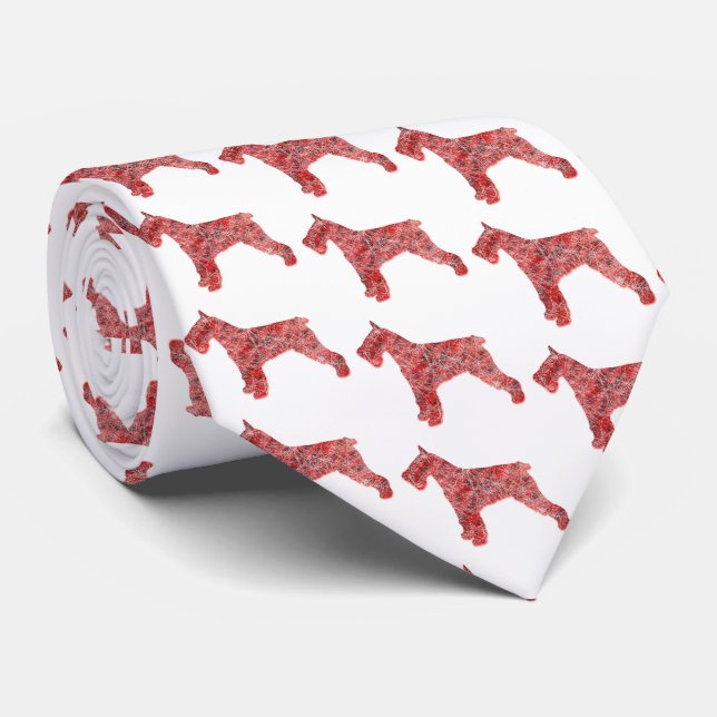 Schnauzer Christmas Dog Silhouette White Necktie Krawatte (Gerollt)