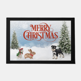 Schnauzer Christmas Door Mat Fußmatte