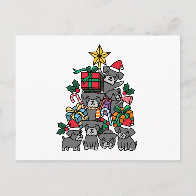Schnauzer Christmas Tree Postkarte (Vorderseite)