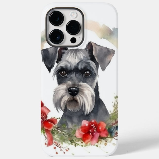 Schnauzer Christmas Wreath Festivals Case-Mate iPhone Hülle (Rückseite)