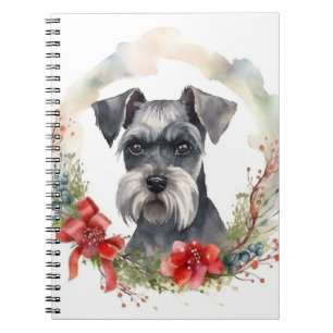 Schnauzer Christmas Wreath Festivals Notizblock