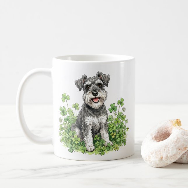 Schnauzer Coffee Mug with Shamrocks Kaffeetasse (Mit Donut)