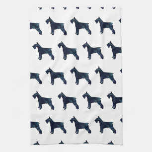 Schnauzer Dog Breed Black Watercolor Silhouette Geschirrtuch