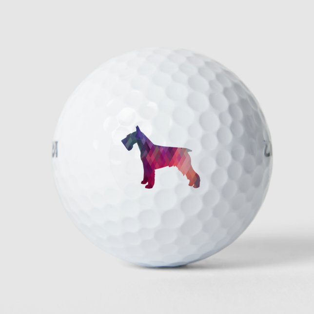 Schnauzer Dog Breed Geo Silhouette Lila Golfball (Vorderseite)