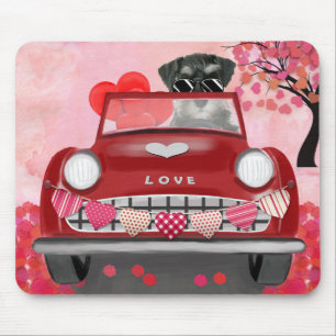 Schnauzer Dog Car mit Herz-Valentine Mousepad