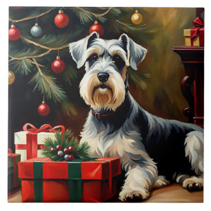Schnauzer Dog Christmas Fliese