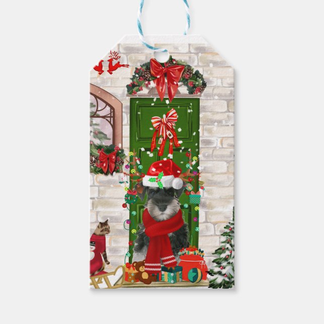 Schnauzer Dog Christmas Geschenkanhänger (Vorderseite)