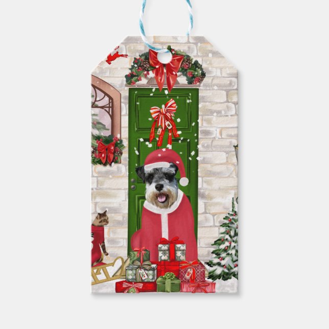 Schnauzer Dog Christmas Geschenkanhänger (Vorderseite)