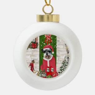 Schnauzer Dog Christmas Keramik Kugel-Ornament