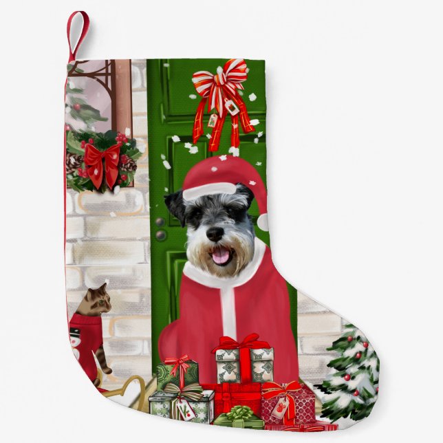 Schnauzer Dog Christmas Kleiner Weihnachtsstrumpf (Vorderseite)