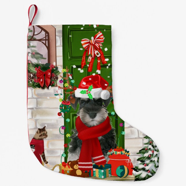 Schnauzer Dog Christmas Kleiner Weihnachtsstrumpf (Vorderseite)