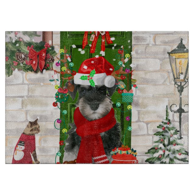 Schnauzer Dog Christmas Schneidebrett (Vorderseite)
