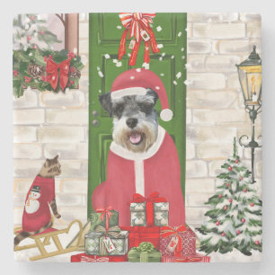 Schnauzer Dog Christmas Steinuntersetzer