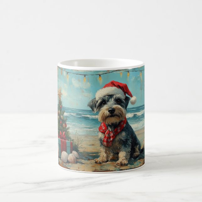 Schnauzer Dog Christmas Vintag Beach Kaffeetasse (Mittel)