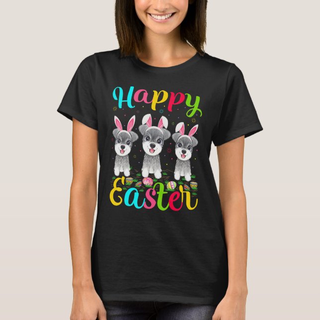 Schnauzer Dog Easter Egg Bunny Schnauzer Happy Ea T-Shirt (Vorderseite)