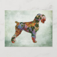 Schnauzer Dog Floral on Green