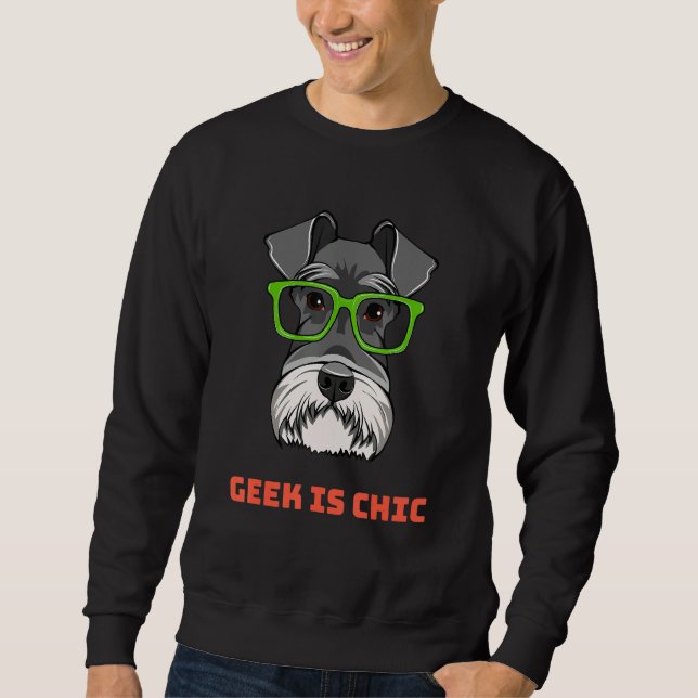 Schnauzer Dog Geek Portrait Smart Glasses Dog Nerd Sweatshirt (Vorderseite)