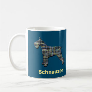 Schnauzer Dog Gelb & Schwarz Gitter Linie Blau Kaffeetasse