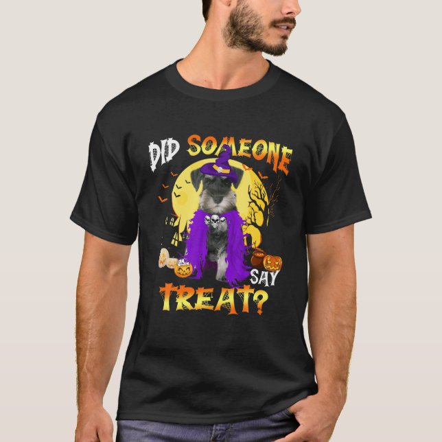 Schnauzer Dog Halloween hat jemand Leckerei gesagt T-Shirt (Vorderseite)