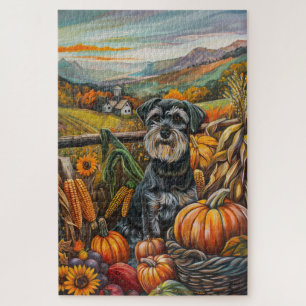 Schnauzer Dog Herbsternte Erntedank Puzzle